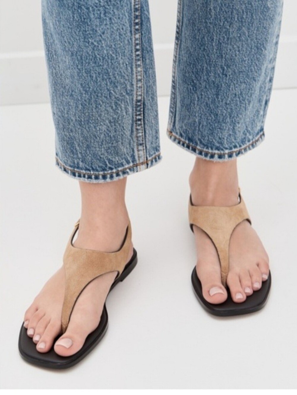 Madewell The Kira Covered Thong Sandal Women’s Tan Suede